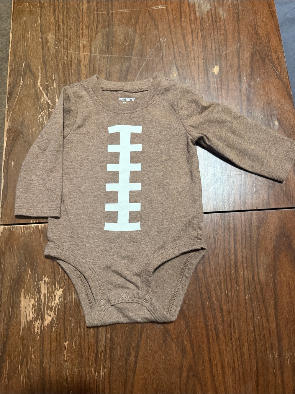 Carter's Brown Long-Sleeve Baby One-Piece with White Football Graphic